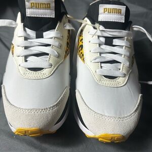 Puma White and Yellow Athletic Shoes